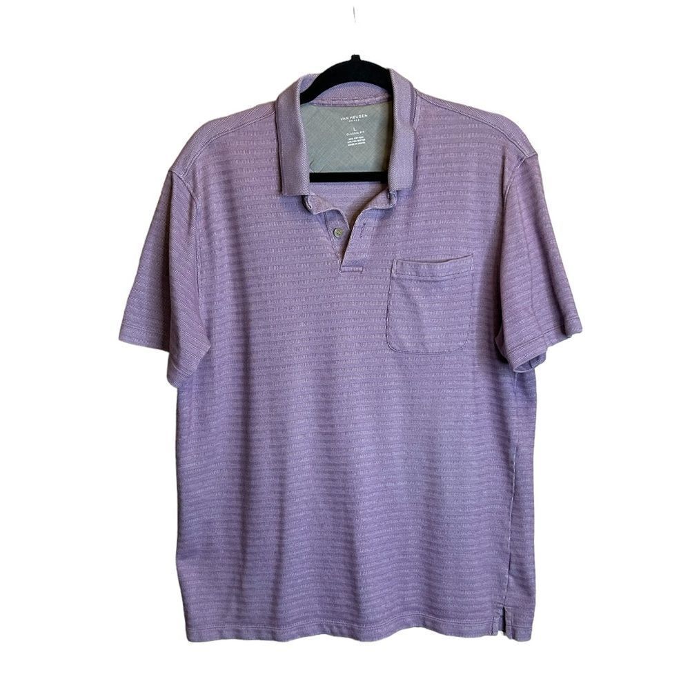 5 for $25🔥Large Van‎ Heusen Flex Purple Striped Collared Dress Shirt